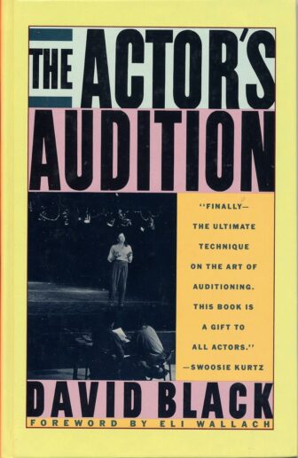 Book cover for "The Actor's Audition"; a photo of a single actor auditioning on a stage.